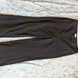 Ann Taylor Laura Women Stretch Lined BrownPants Flat Front Wide Leg/Cuffed Sz 12